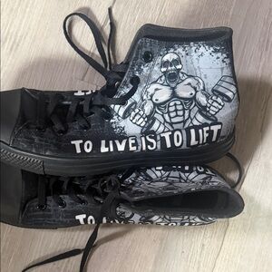 Black Graphic High-Top Sneakers
